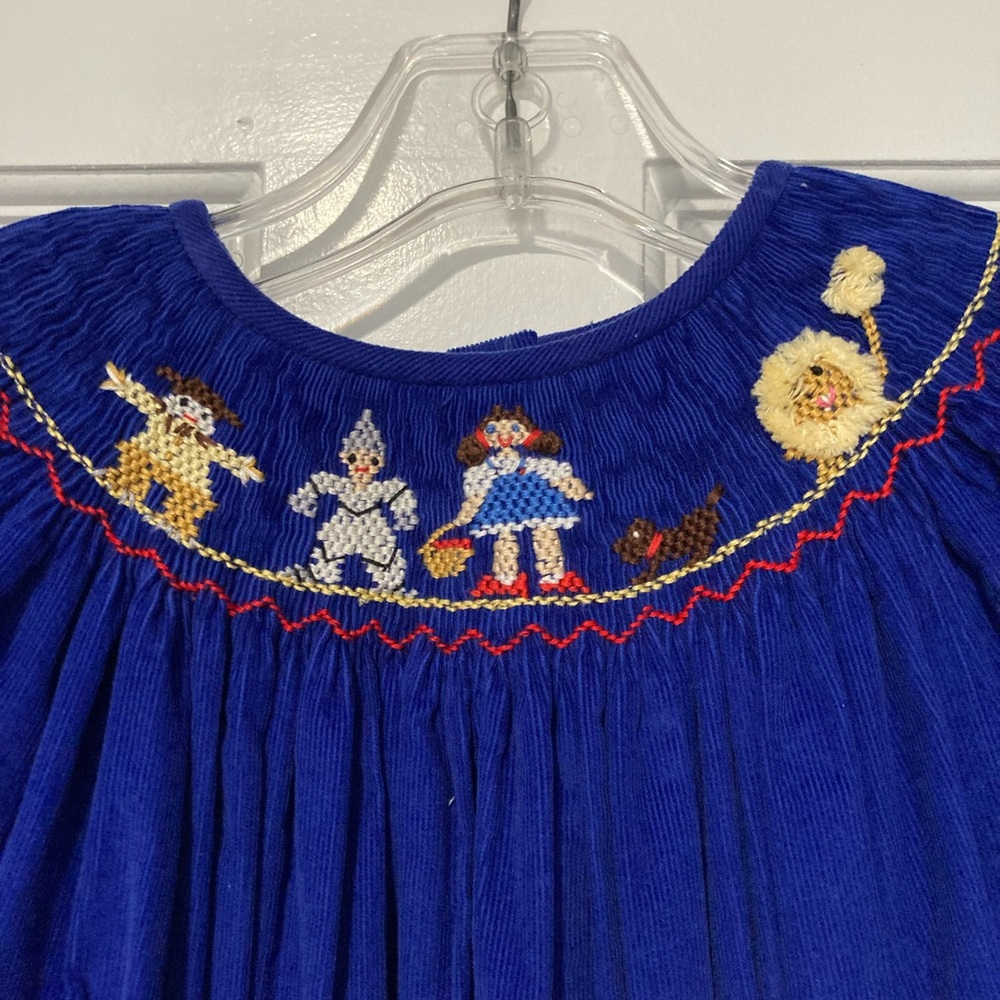 Amanda Remembered Wizard of Oz Corduroy Smocked Short Sleeved Dress NWOT Girls 6 - Picture 2 of 10